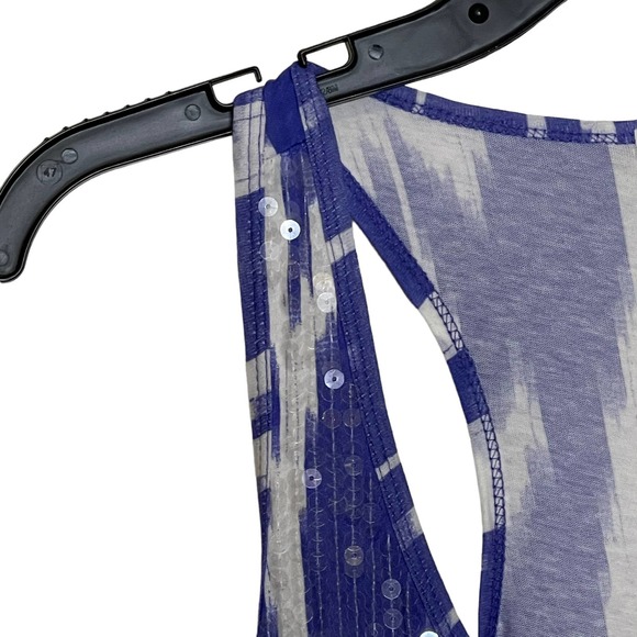 J. Crew Tank Top Size XS Purple White‎ Pattern With Sequin Womens 100% Cotton - Picture 5 of 8